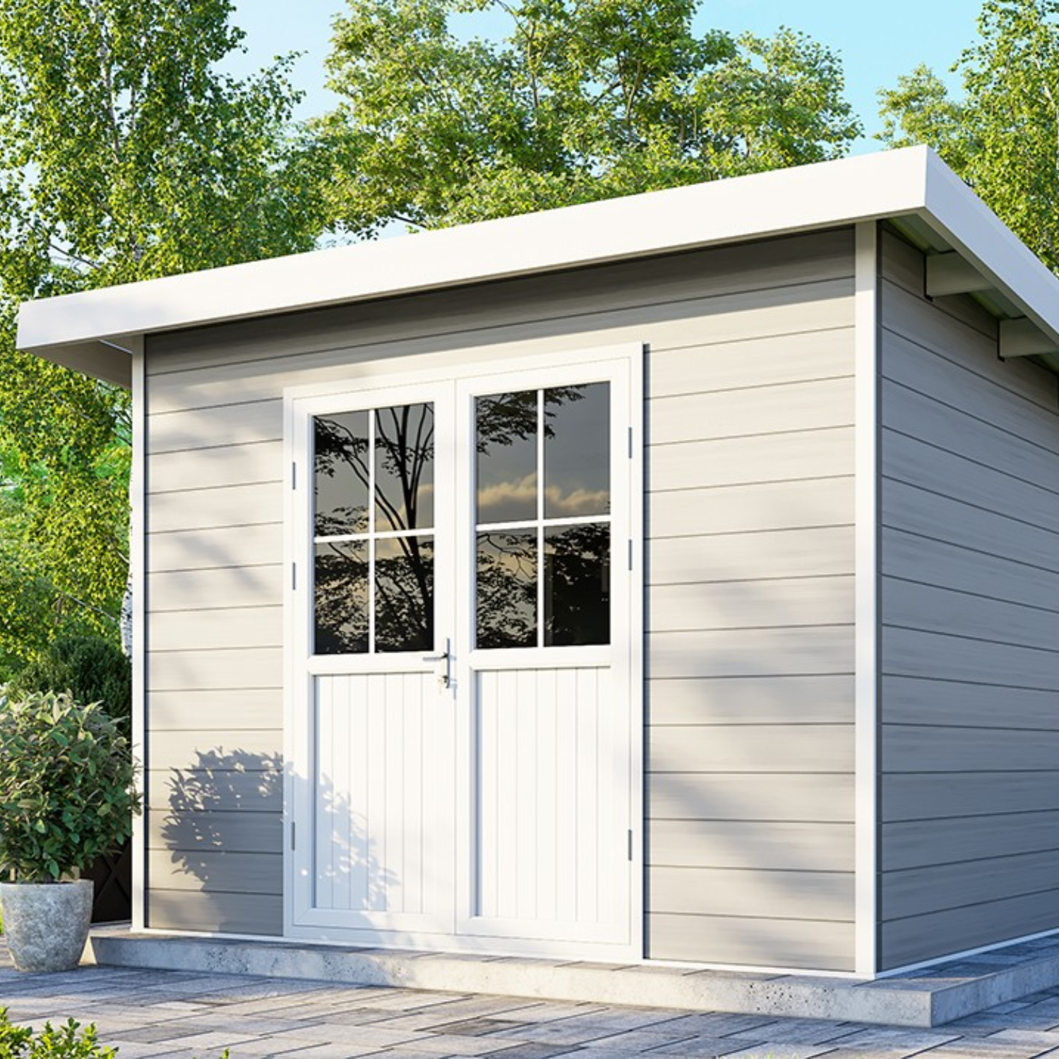 Caseta de jardín composite Sintra, 9 m², gris claro