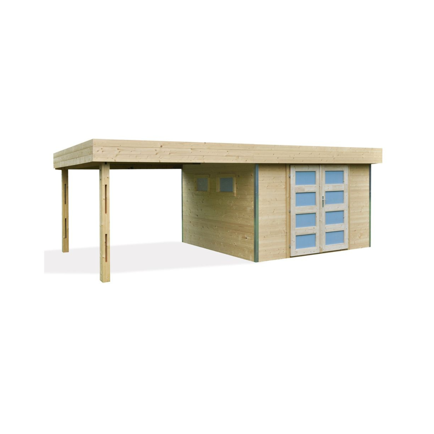 Caseta de jardín en madera à Toit Plat avec Auvent – Élégance et Polyvalence - Miniature 3