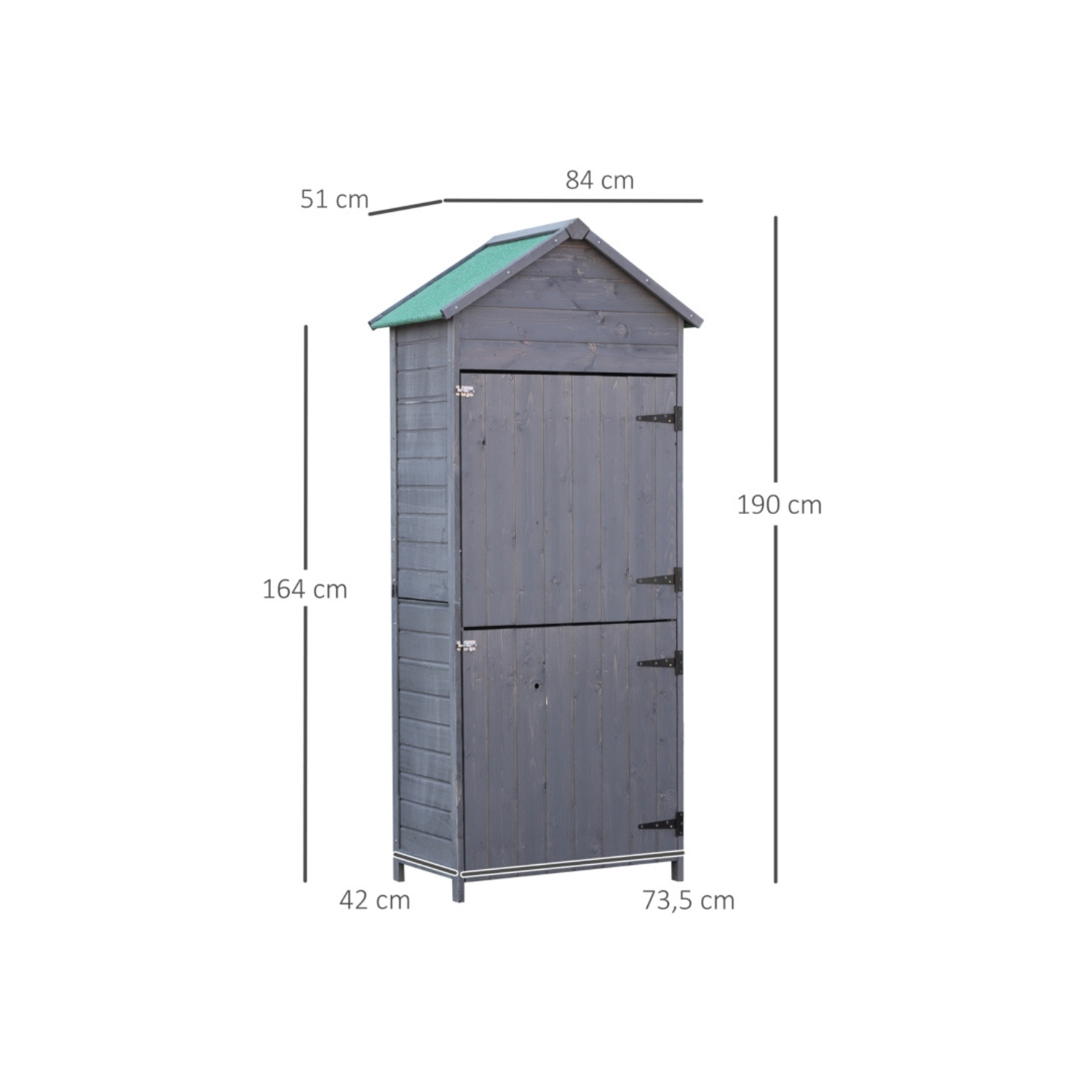 Caseta de jardín en Pin Massif Gris – 1,19 m² – Armoire de Rangement Robuste - Miniature 3