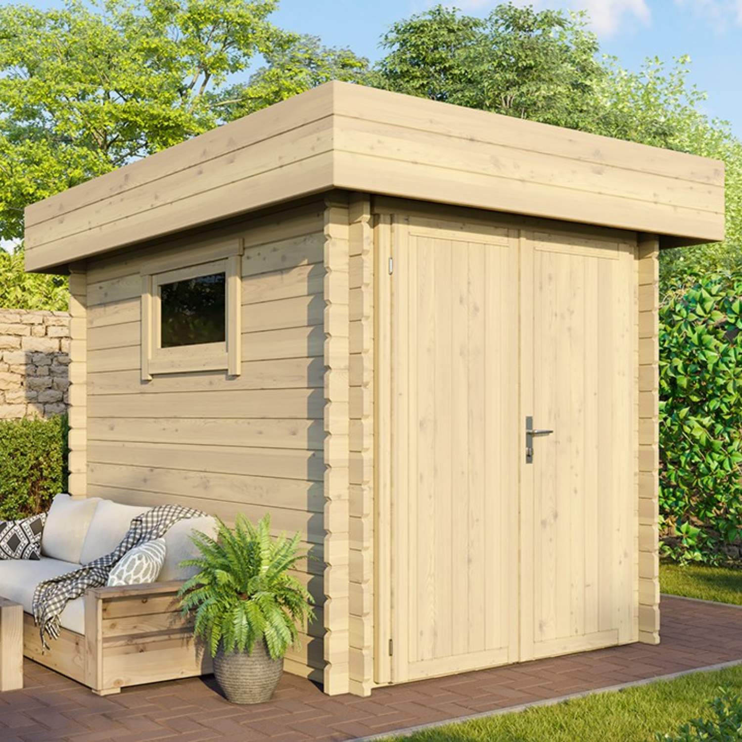 Caseta de jardín de madera, 4,7 m², acabado premium