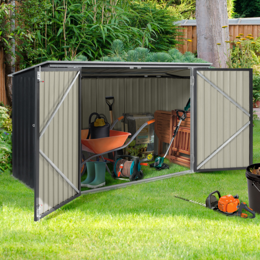 Caseta de jardín metálica, 2,2 m², con puerta con cerradura