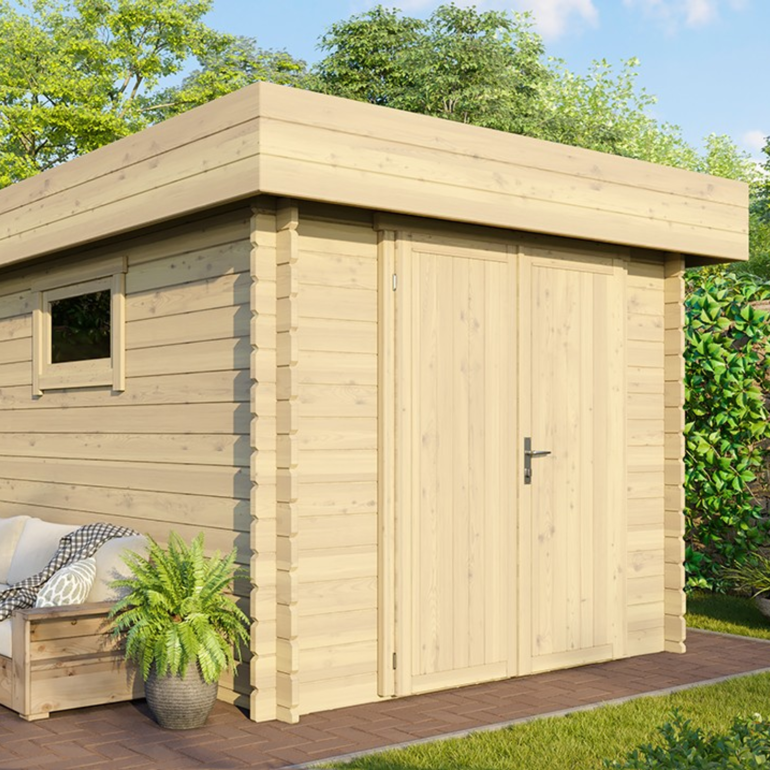 Refugio de madera para moto Roveto, 12 m², 28 mm