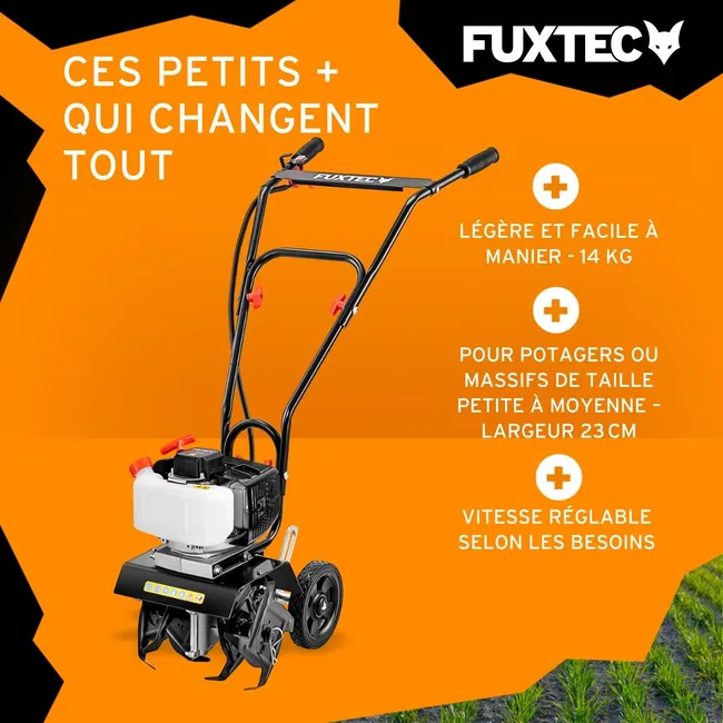 FUXTEC FX-AF152 motoazada agricole, motoculteur - motor 2 temps et ancho 23 cm, 51,6 ccm, profundidad de fraisage 70mm - seulement 14kg - Miniature 2