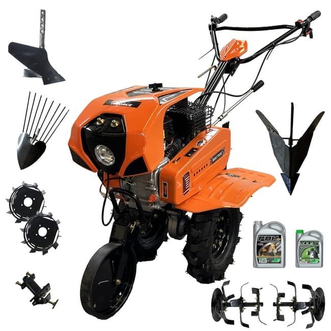 Motoazada térmica profesional Zeus Force 212 cc, 7 CV, con kit completo y aporcador