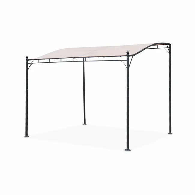 Pérgola adosada 3 x 2,5 m Brestum con lona beige