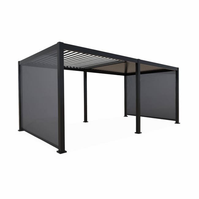 Pérgolas Bioclimatique gris anthracite 300x600cm. aluminium à lames orientables + 2 stores 3m TRIOMPHE 6X3M + 2 STORES 3M - Miniature 5