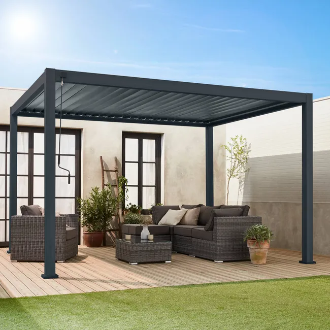 Pérgolas Bioclimatique gris anthracite – Triomphe – 3x4m. aluminium. à lames orientables TRIOMPHE 4X3M - Miniature 2