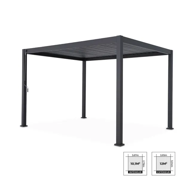 Pérgolas Bioclimatique gris anthracite – Triomphe – 3x4m. aluminium. à lames orientables TRIOMPHE 4X3M - Miniature 3