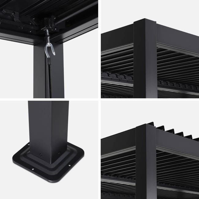 Pérgolas bioclimatique noir. aluminium et acier. 3x4m. lames orientables PALACE 4X3M - Miniature 2