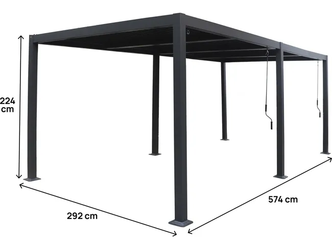 Pérgolas bioclimatique "Windsor" en aluminium - 3 x 6 m - Gris - Miniature 4