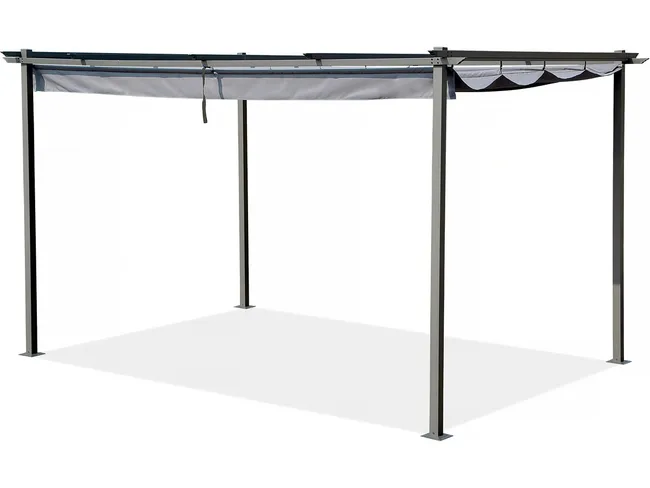 Pérgola metálica con techo retráctil, 3 x 4 m, gris antracita