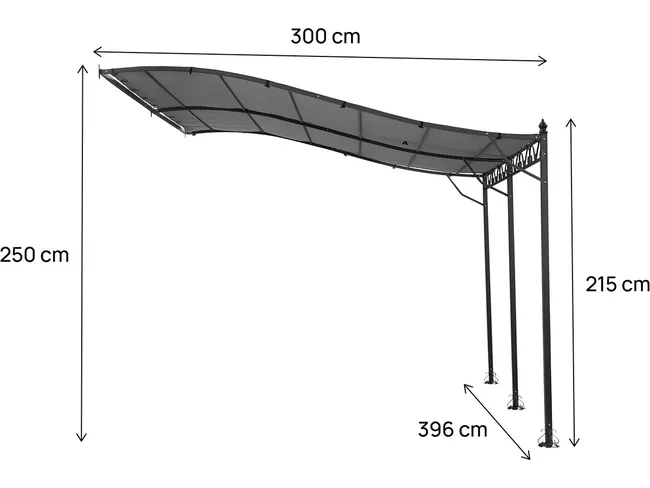 Pérgolas tonnelle adossée de metal - 3 x 4 m - Gris - Miniature 3